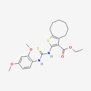molecular formula C22H28N2O4S2 B4272357 ethyl 2-({[(2,4-dimethoxyphenyl)amino]carbonothioyl}amino)-4,5,6,7,8,9-hexahydrocycloocta[b]thiophene-3-carboxylate 