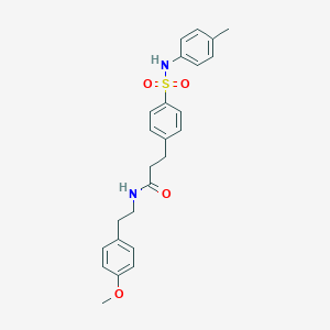 molecular formula C25H28N2O4S B427248 N-[2-(4-methoxyphenyl)ethyl]-3-[4-(4-toluidinosulfonyl)phenyl]propanamide 