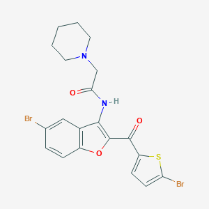 molecular formula C20H18Br2N2O3S B427333 N-{5-bromo-2-[(5-bromo-2-thienyl)carbonyl]-1-benzofuran-3-yl}-2-(1-piperidinyl)acetamide 