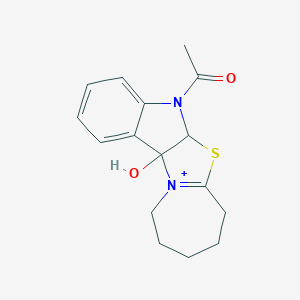 molecular formula C16H19N2O2S+ B427334 1-(1-hydroxy-9-thia-11-aza-2-azoniatetracyclo[8.7.0.02,8.012,17]heptadeca-2(8),12,14,16-tetraen-11-yl)ethanone 