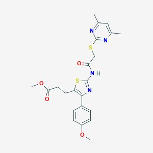 Methyl 3-[2-({[(4,6-dimethyl-2-pyrimidinyl)sulfanyl]acetyl}amino)-4-(4-methoxyphenyl)-1,3-thiazol-5-yl]propanoate