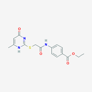 4-[[2-[(6-methyl-4-oxo-1H-pyrimidin-2-yl)thio]-1-oxoethyl]amino]benzoic acid ethyl ester