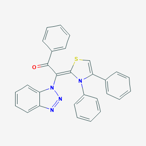 molecular formula C29H20N4OS B427484 2-(1H-1,2,3-benzotriazol-1-yl)-2-(3,4-diphenyl-1,3-thiazol-2(3H)-ylidene)-1-phenylethanone 