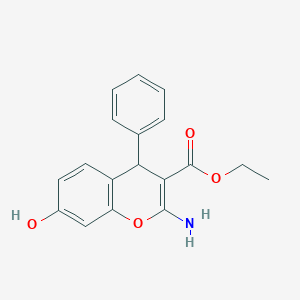 molecular formula C18H17NO4 B427488 ethyl 2-amino-7-hydroxy-4-phenyl-4H-chromene-3-carboxylate CAS No. 111861-30-4