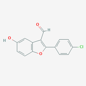 molecular formula C15H9ClO3 B427489 2-(4-Chlorophenyl)-5-hydroxy-1-benzofuran-3-carbaldehyde 