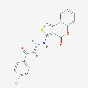 molecular formula C20H12ClNO3S B427493 3-{[3-(4-chlorophenyl)-3-oxo-1-propenyl]amino}-4H-thieno[3,4-c]chromen-4-one 