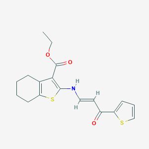 molecular formula C18H19NO3S2 B427496 Ethyl 2-{[3-oxo-3-(2-thienyl)-1-propenyl]amino}-4,5,6,7-tetrahydro-1-benzothiophene-3-carboxylate 