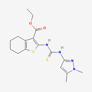 molecular formula C17H22N4O2S2 B4275421 ethyl 2-({[(1,5-dimethyl-1H-pyrazol-3-yl)amino]carbonothioyl}amino)-4,5,6,7-tetrahydro-1-benzothiophene-3-carboxylate 
