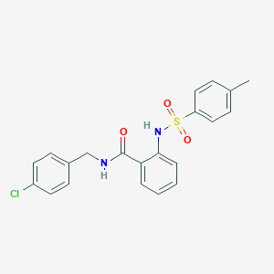 molecular formula C21H19ClN2O3S B427610 N-(4-chlorobenzyl)-2-{[(4-methylphenyl)sulfonyl]amino}benzamide 