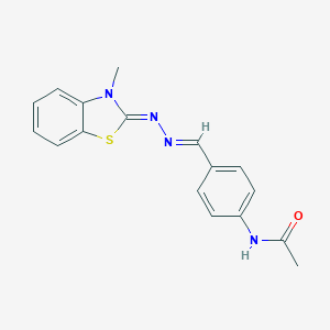 molecular formula C17H16N4OS B427649 N-{4-[2-(3-methyl-1,3-benzothiazol-2(3H)-ylidene)carbohydrazonoyl]phenyl}acetamide 