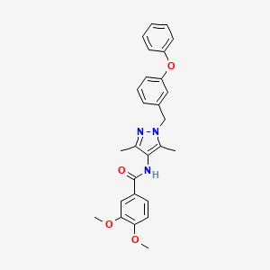 molecular formula C27H27N3O4 B4277163 N-[3,5-dimethyl-1-(3-phenoxybenzyl)-1H-pyrazol-4-yl]-3,4-dimethoxybenzamide 