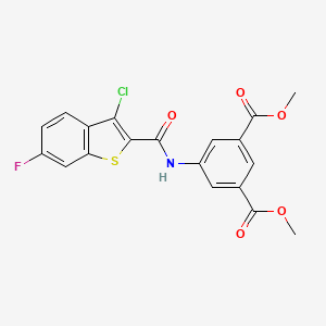 molecular formula C19H13ClFNO5S B4277219 DIMETHYL 5-{[(3-CHLORO-6-FLUORO-1-BENZOTHIOPHEN-2-YL)CARBONYL]AMINO}ISOPHTHALATE 