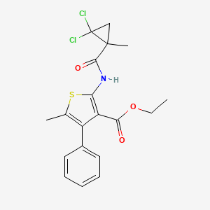 molecular formula C19H19Cl2NO3S B4277316 Ethyl 2-{[(2,2-dichloro-1-methylcyclopropyl)carbonyl]amino}-5-methyl-4-phenylthiophene-3-carboxylate 