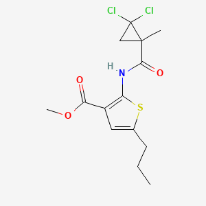 molecular formula C14H17Cl2NO3S B4277332 Methyl 2-{[(2,2-dichloro-1-methylcyclopropyl)carbonyl]amino}-5-propylthiophene-3-carboxylate 