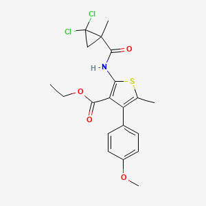 molecular formula C20H21Cl2NO4S B4277336 Ethyl 2-{[(2,2-dichloro-1-methylcyclopropyl)carbonyl]amino}-4-(4-methoxyphenyl)-5-methylthiophene-3-carboxylate 