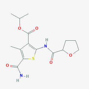 molecular formula C15H20N2O5S B4277358 Propan-2-yl 5-carbamoyl-4-methyl-2-[(tetrahydrofuran-2-ylcarbonyl)amino]thiophene-3-carboxylate 