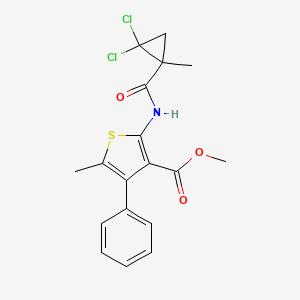 molecular formula C18H17Cl2NO3S B4277376 Methyl 2-{[(2,2-dichloro-1-methylcyclopropyl)carbonyl]amino}-5-methyl-4-phenylthiophene-3-carboxylate 
