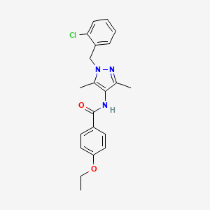 molecular formula C21H22ClN3O2 B4277541 N-{1-[(2-CHLOROPHENYL)METHYL]-3,5-DIMETHYL-1H-PYRAZOL-4-YL}-4-ETHOXYBENZAMIDE 