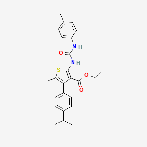 molecular formula C26H30N2O3S B4277553 Ethyl 4-[4-(butan-2-yl)phenyl]-5-methyl-2-{[(4-methylphenyl)carbamoyl]amino}thiophene-3-carboxylate 