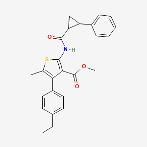 molecular formula C25H25NO3S B4277628 Methyl 4-(4-ethylphenyl)-5-methyl-2-{[(2-phenylcyclopropyl)carbonyl]amino}thiophene-3-carboxylate 
