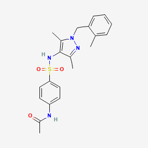 molecular formula C21H24N4O3S B4277711 N-(4-{[3,5-dimethyl-1-(2-methylbenzyl)-1H-pyrazol-4-yl]sulfamoyl}phenyl)acetamide 