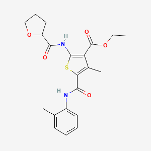 molecular formula C21H24N2O5S B4277715 Ethyl 4-methyl-5-[(2-methylphenyl)carbamoyl]-2-[(tetrahydrofuran-2-ylcarbonyl)amino]thiophene-3-carboxylate 