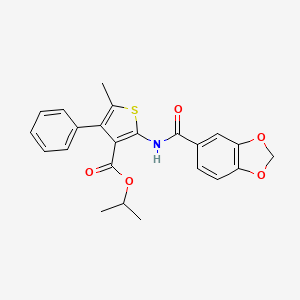molecular formula C23H21NO5S B4277747 PROPAN-2-YL 2-(2H-1,3-BENZODIOXOLE-5-AMIDO)-5-METHYL-4-PHENYLTHIOPHENE-3-CARBOXYLATE 