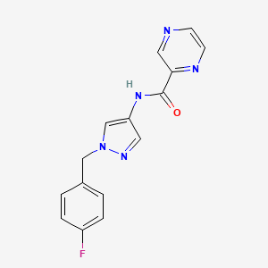 molecular formula C15H12FN5O B4277847 N-[1-(4-fluorobenzyl)-1H-pyrazol-4-yl]pyrazine-2-carboxamide 