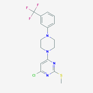 molecular formula C16H16ClF3N4S B427803 4-Chloro-2-(methylsulfanyl)-6-{4-[3-(trifluoromethyl)phenyl]-1-piperazinyl}pyrimidine 