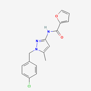 molecular formula C16H14ClN3O2 B4278377 N-{1-[(4-CHLOROPHENYL)METHYL]-5-METHYL-1H-PYRAZOL-3-YL}FURAN-2-CARBOXAMIDE 