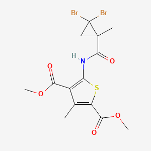 molecular formula C14H15Br2NO5S B4278406 Dimethyl 5-{[(2,2-dibromo-1-methylcyclopropyl)carbonyl]amino}-3-methylthiophene-2,4-dicarboxylate 