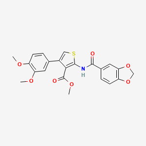 molecular formula C22H19NO7S B4278670 METHYL 2-(2H-1,3-BENZODIOXOLE-5-AMIDO)-4-(3,4-DIMETHOXYPHENYL)THIOPHENE-3-CARBOXYLATE 