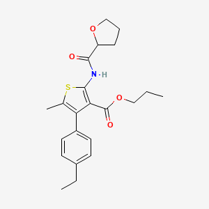 molecular formula C22H27NO4S B4278719 Propyl 4-(4-ethylphenyl)-5-methyl-2-[(tetrahydrofuran-2-ylcarbonyl)amino]thiophene-3-carboxylate 