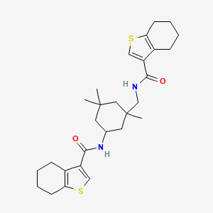 molecular formula C28H38N2O2S2 B4278749 N-({1,3,3-trimethyl-5-[(4,5,6,7-tetrahydro-1-benzothiophen-3-ylcarbonyl)amino]cyclohexyl}methyl)-4,5,6,7-tetrahydro-1-benzothiophene-3-carboxamide 