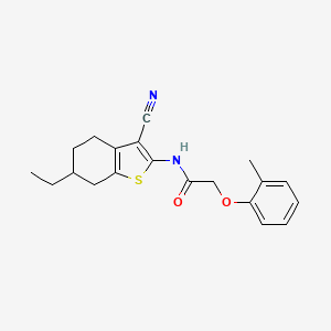 molecular formula C20H22N2O2S B4278850 N-(3-cyano-6-ethyl-4,5,6,7-tetrahydro-1-benzothiophen-2-yl)-2-(2-methylphenoxy)acetamide 