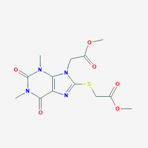 molecular formula C13H16N4O6S B427926 methyl {[9-(2-methoxy-2-oxoethyl)-1,3-dimethyl-2,6-dioxo-1,2,3,6-tetrahydro-9H-purin-8-yl]sulfanyl}acetate 