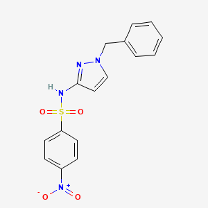 molecular formula C16H14N4O4S B4279297 N-(1-BENZYL-1H-PYRAZOL-3-YL)-4-NITROBENZENE-1-SULFONAMIDE 