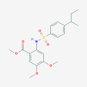 molecular formula C20H25NO6S B4279694 METHYL 2-({[4-(SEC-BUTYL)PHENYL]SULFONYL}AMINO)-4,5-DIMETHOXYBENZOATE 