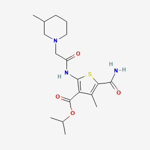 molecular formula C18H27N3O4S B4279725 Propan-2-yl 5-carbamoyl-4-methyl-2-{[(3-methylpiperidin-1-yl)acetyl]amino}thiophene-3-carboxylate 