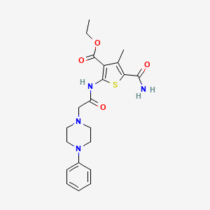 molecular formula C21H26N4O4S B4279756 ETHYL 5-CARBAMOYL-4-METHYL-2-[2-(4-PHENYLPIPERAZIN-1-YL)ACETAMIDO]THIOPHENE-3-CARBOXYLATE 