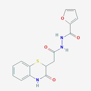 molecular formula C15H13N3O4S B427977 N'-(2-furoyl)-2-(3-oxo-3,4-dihydro-2H-1,4-benzothiazin-2-yl)acetohydrazide 