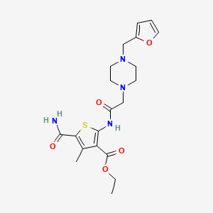 molecular formula C20H26N4O5S B4279836 ETHYL 5-CARBAMOYL-2-(2-{4-[(FURAN-2-YL)METHYL]PIPERAZIN-1-YL}ACETAMIDO)-4-METHYLTHIOPHENE-3-CARBOXYLATE 