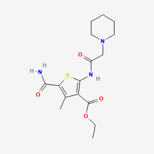 molecular formula C16H23N3O4S B4279846 ETHYL 5-CARBAMOYL-4-METHYL-2-[2-(PIPERIDIN-1-YL)ACETAMIDO]THIOPHENE-3-CARBOXYLATE 