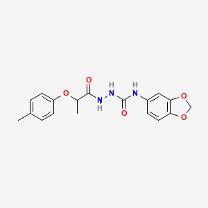 molecular formula C18H19N3O5 B4279898 N-(1,3-benzodioxol-5-yl)-2-[2-(4-methylphenoxy)propanoyl]hydrazinecarboxamide 