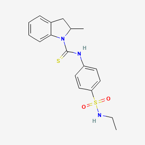molecular formula C18H21N3O2S2 B4280165 N-[4-(ethylsulfamoyl)phenyl]-2-methyl-2,3-dihydro-1H-indole-1-carbothioamide 