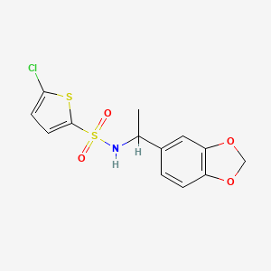 molecular formula C13H12ClNO4S2 B4280511 N-[1-(1,3-benzodioxol-5-yl)ethyl]-5-chlorothiophene-2-sulfonamide 