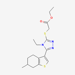 molecular formula C17H23N3O2S2 B4281109 ETHYL 2-{[4-ETHYL-5-(6-METHYL-4,5,6,7-TETRAHYDRO-1-BENZOTHIOPHEN-3-YL)-4H-1,2,4-TRIAZOL-3-YL]SULFANYL}ACETATE 