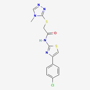 molecular formula C14H12ClN5OS2 B4281170 N-[4-(4-chlorophenyl)-1,3-thiazol-2-yl]-2-[(4-methyl-4H-1,2,4-triazol-3-yl)sulfanyl]acetamide 
