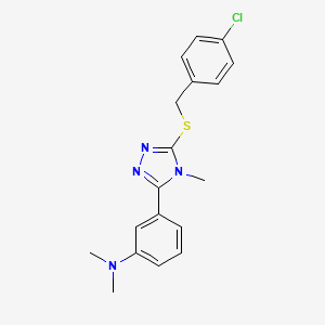 molecular formula C18H19ClN4S B4281389 N-(3-{5-[(4-CHLOROBENZYL)SULFANYL]-4-METHYL-4H-1,2,4-TRIAZOL-3-YL}PHENYL)-N,N-DIMETHYLAMINE 