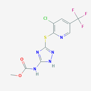 molecular formula C10H7ClF3N5O2S B428140 methyl 5-{[3-chloro-5-(trifluoromethyl)-2-pyridinyl]sulfanyl}-4H-1,2,4-triazol-3-ylcarbamate 